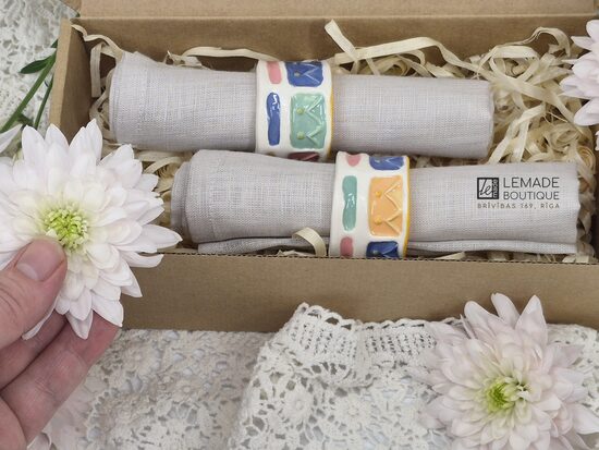 "Bright Moments" — Gift Table Setting Set (2 Napkins & 2 Holders)