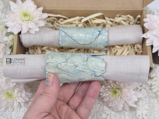 "Sky-Colored Tree" — Gift Table Setting Set (2 Napkins & 2 Holders)