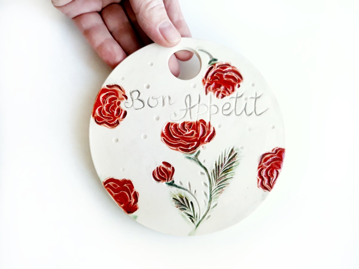 Ceramic chopping board ''Roses''